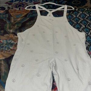 BDG Light Gray Peacesign Overalls